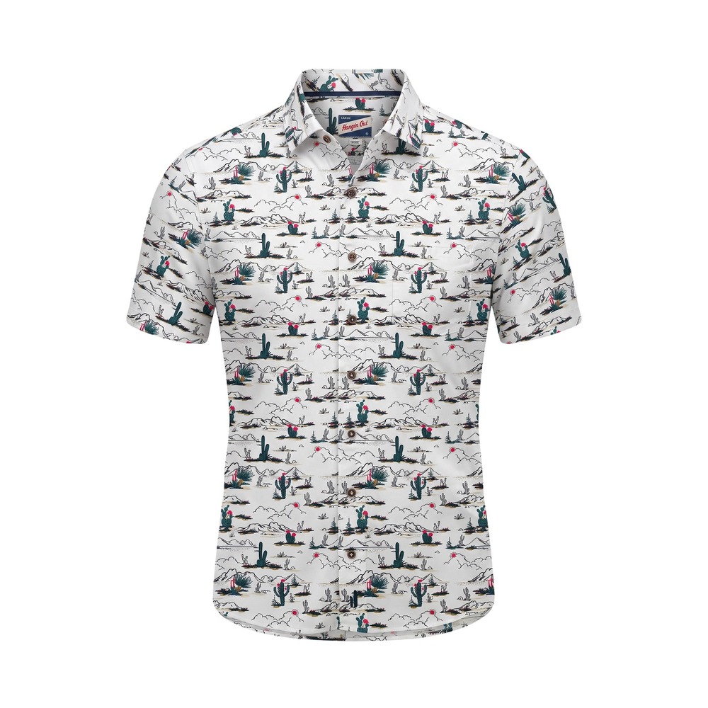 Western Johnnie-O Hangin Out Ezekial Cactus Shirt Large Desert Print Button Down
